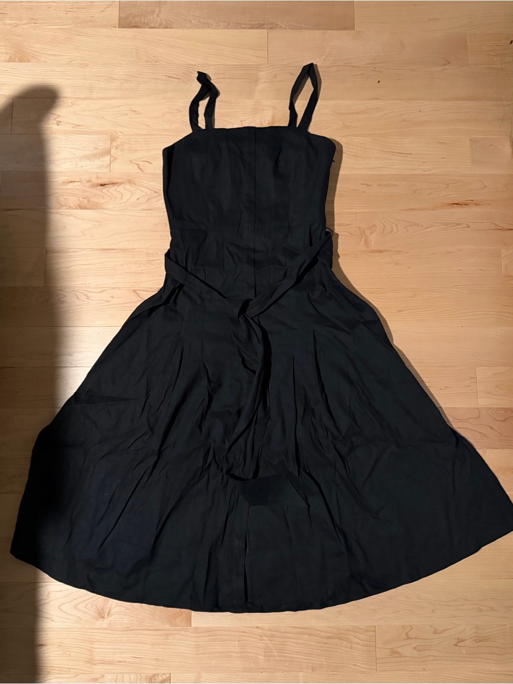 Club Monaco Black Midi Dress with Tie Waist
